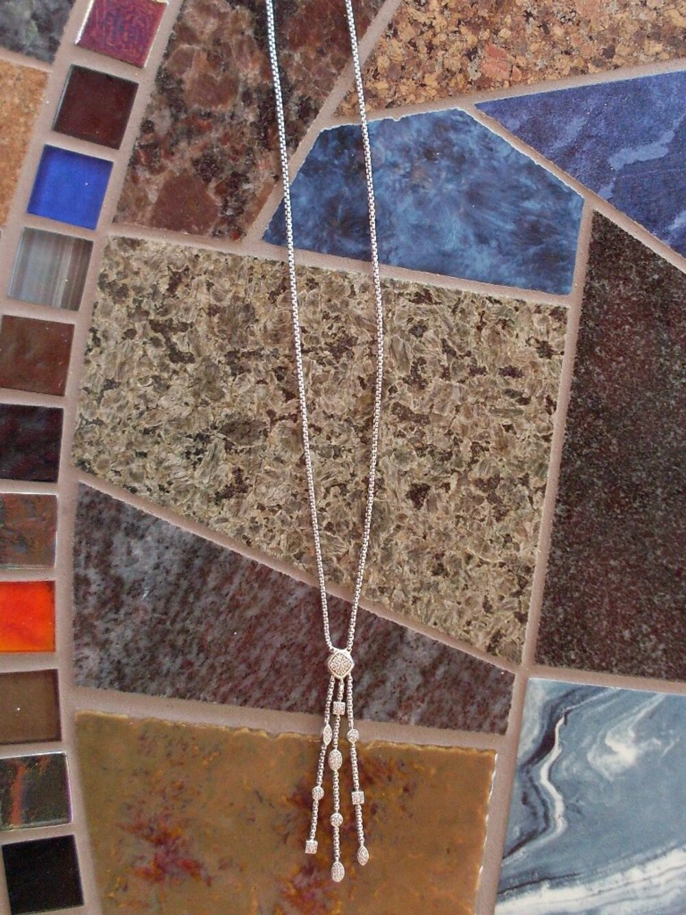 Retired - David Yurman Diamond Confetti Necklace w/Attached DY Chain - 925